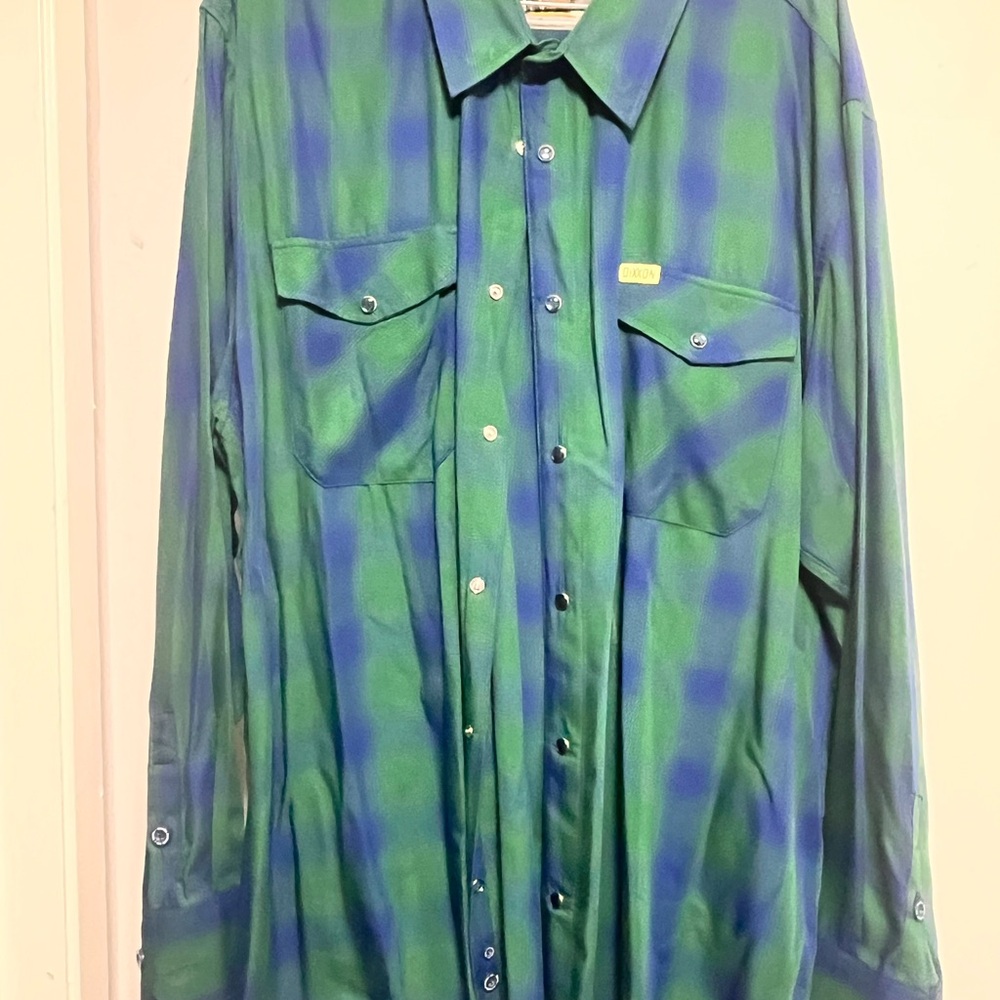 DIXXON Green and Blue Plaid Shirt